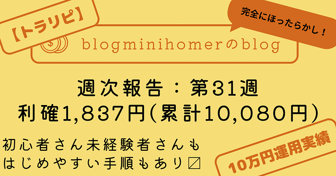 トラリピ10万運用：週次報告_20240729